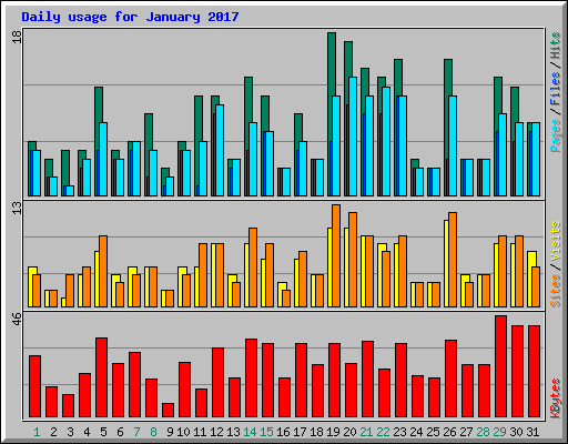 Daily usage for January 2017
