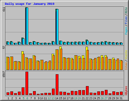 Daily usage for January 2019