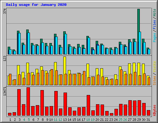 Daily usage for January 2020