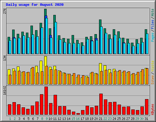 Daily usage for August 2020