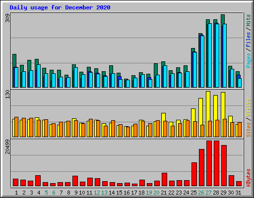 Daily usage for December 2020