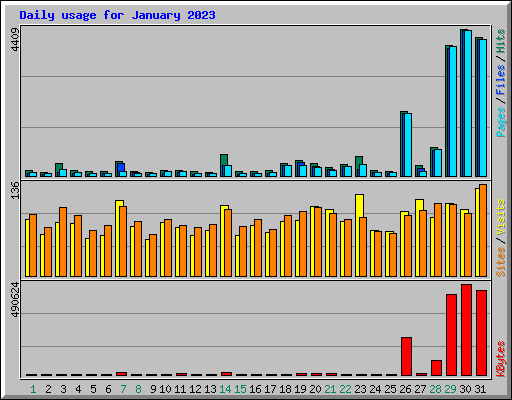 Daily usage for January 2023