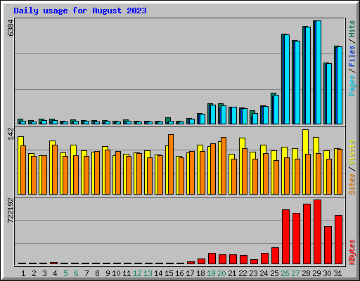 Daily usage for August 2023