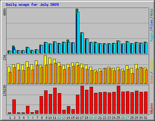 Daily usage for July 2025