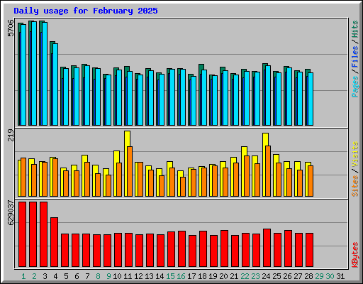 Daily usage for February 2025